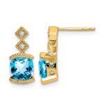 14k Blue Topaz and Diamond Earrings