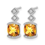 14k White Gold Citrine and Diamond Earrings - Image 2