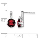 14k White Gold Cushion Garnet and Diamond Earrings - Image 4