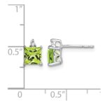 14k White Gold Princess Peridot and Diamond Earrings - Image 4