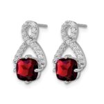 14k White Gold Garnet and Diamond Earrings - Image 2
