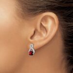 14k White Gold Garnet and Diamond Earrings - Image 3