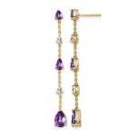 14k Amethyst and White Topaz Dangle Earrings