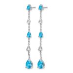 14k White Gold Blue Topaz and White Topaz Dangle Earrings - Image 2