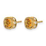 14k Cushion Citrine and Diamond Earrings - Image 2