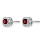 14k White Gold Cushion Garnet and Diamond Earrings - Image 2