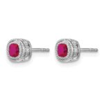 10k White Gold Cushion Ruby and Diamond Earrings - Image 2