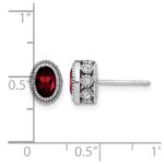14k White Gold Oval Garnet and Diamond Earrings - Image 4
