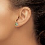 14k White Gold Oval Peridot and Diamond Earrings - Image 3
