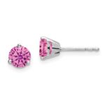 14k White Gold 5mm Round Lab Created Pink Sapphire Martini Post Earrings