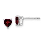 14k White Gold Heart Garnet Earrings