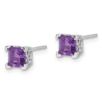 14k White Gold Square Amethyst Earrings - Image 2