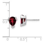 14k White Gold Pear Garnet and Diamond Earrings - Image 4