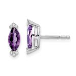 14k White Gold Marquise Amethyst and Diamond Earrings