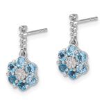 14k White Gold Blue Topaz and Diamond Earrings - Image 2