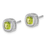 14k White Gold Cushion Peridot Earrings - Image 2