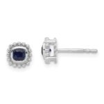 14k White Gold 3.4mm Cushion Sapphire Post Earrings