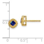 14k 3.4mm Cushion Sapphire Post Earrings - Image 2