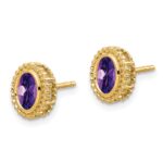 14k Oval Amethyst Post Earrings - Image 2