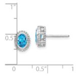 10k White Gold Oval Blue Topaz Post Earrings - Image 4