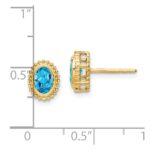 14k Oval Blue Topaz Post Earrings - Image 4