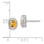 14k White Gold Oval Citrine Post Earrings - Image 4