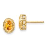 14k Oval Citrine Post Earrings