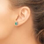 14k White Gold 5x3mm Oval Emerald Post Earrings - Image 3