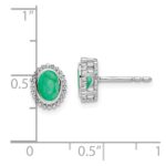 14k White Gold 5x3mm Oval Emerald Post Earrings - Image 4