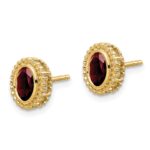 10k Oval Garnet Post Earrings - Image 2