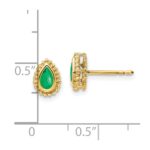 14k 5x3mm Pear Emerald Post Earrings - Image 4