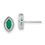 14k White Gold 6x3mm Marquise Emerald Post Earrings