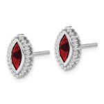 14k White Gold Marquise Garnet Post Earrings - Image 2