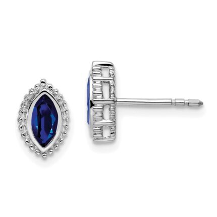 14k White Gold 6x3mm Marquise Sapphire Post Earrings