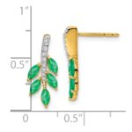 14k Emerald and Diamond Leaf Post Earrings - Image 4