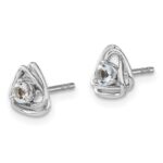14k White Gold 3mm Round March/Aquamarine Triangle Post Earrings - Image 2