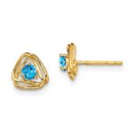 14k 3mm Round December/Blue Topaz Triangle Post Earrings
