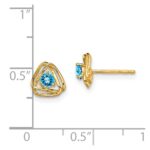 14k 3mm Round December/Blue Topaz Triangle Post Earrings - Image 4