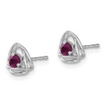 14k White Gold 3mm Round June/Rhodolite Garnet Triangle Post Earrings - Image 2