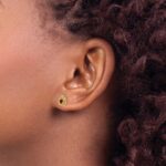 14k 3mm Round June/Rhodolite Garnet Triangle Post Earrings - Image 3