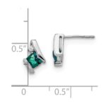 Sterling Silver Antique Cushion Cr. Alexandrite and Diamond Earrings - Image 4