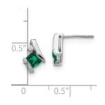 Sterling Silver Antique Cushion Cr. Emerald and Diamond Earrings - Image 4