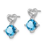 14k White Gold 6mm Cushion February/Amethyst and Diamond Heart Post Earrings - Image 2