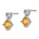 14k White Gold 6mm Cushion November/Citrine and Diamond Heart Post Earrings - Image 2