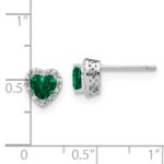 Sterling Silver Rhodium-plated Created Emerald and Diamond Earrings - Image 4