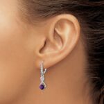 Sterling Silver Rhodium-plated Amethyst and Diamond Earrings - Image 3