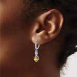 Sterling Silver Rhodium-plated Citrine and Diamond Earrings - Image 3