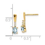14K 5x3 Oval March/Aquamarine and Diamond Dangle Post Earrings - Image 2
