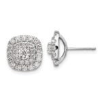14k White Gold 1 1/2 carat Lab Grown Diamond VS/SI+ G+ Double Halo Post Earrings