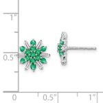 14k White Gold Emeral and Diamond Snowflake Post Earrings - Image 4